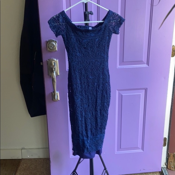 Navy blue stretchy dress. - Picture 5 of 5